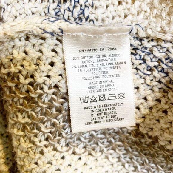 Anthro | Sparrow Sleeveless Vest Cotton Linen Blend Cream Gray Stripe Sweater XS - Picture 4 of 6